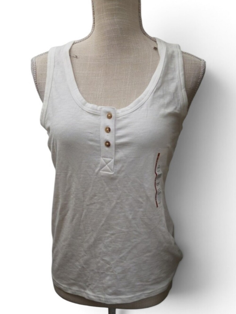 New Time and Tru White and Coral Tank Tops with Button Front - Picture 2 of 3